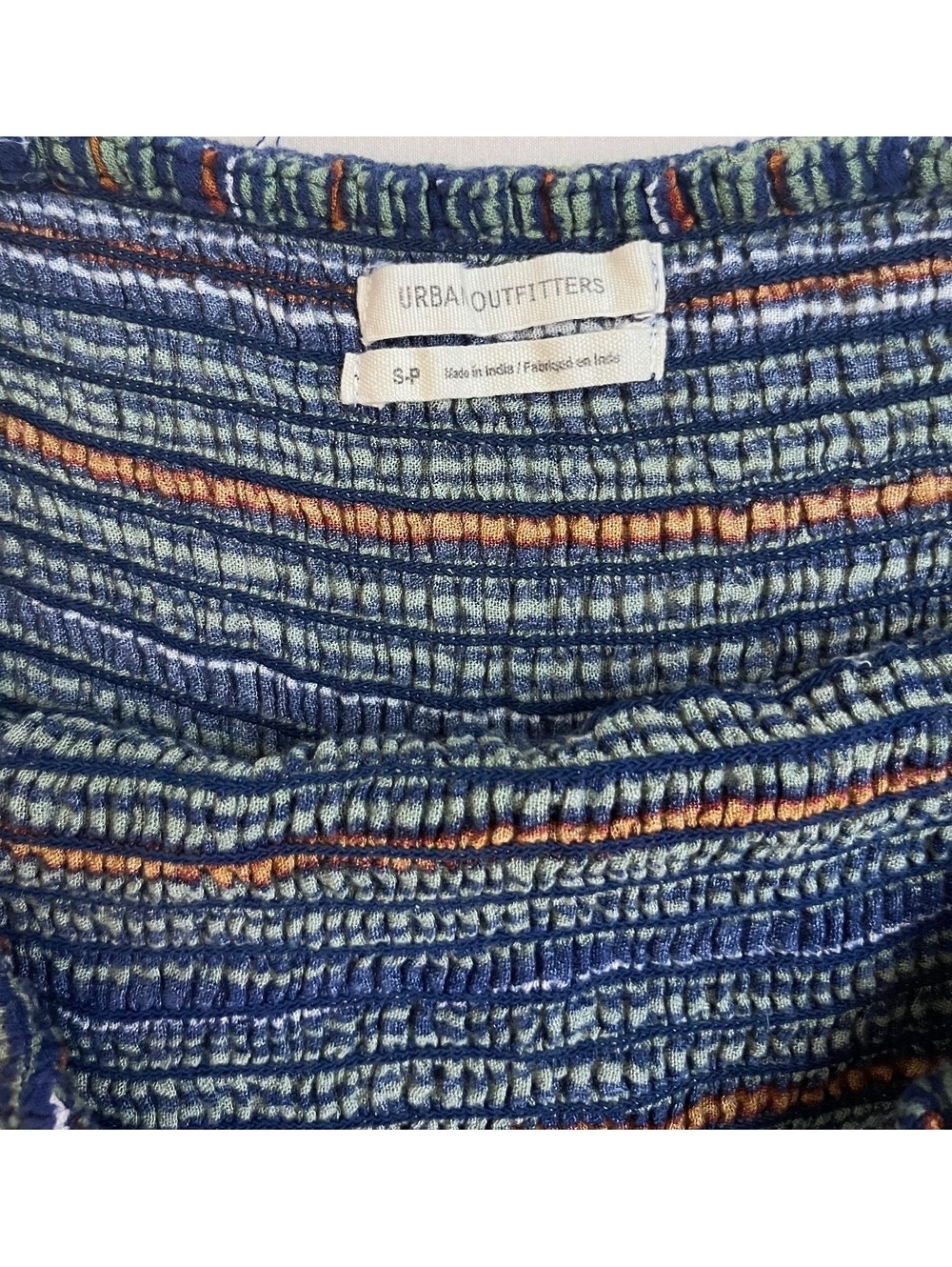 Urban Outfitters Striped Strapless Jumpsuit S Smocked Wide Leg Boho Harem Romper - Picture 4 of 6